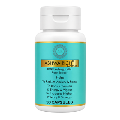 Medrich Ayurveda ASHWA RICH DX Capsules | Ashwagandha Root Extract | 30 Capsules