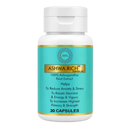 Medrich Ayurveda ASHWA RICH DX Capsules | Ashwagandha Root Extract | 30 Capsules