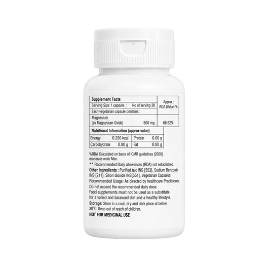 Medrich Ayurveda MgO-RICH Magnesium Capsules 500 mg | Health Supplement | 30 Veg Capsules