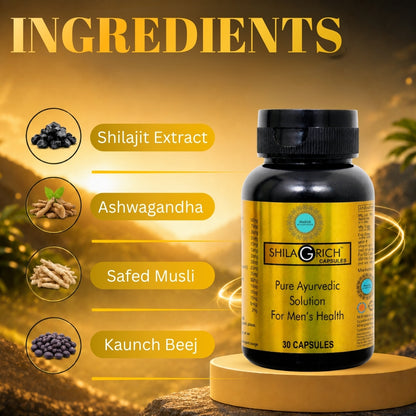 Medrich Ayurveda SHILAGRICH Capsules | Pure Ayurvedic Solution for Men's Health | 30 Capsules