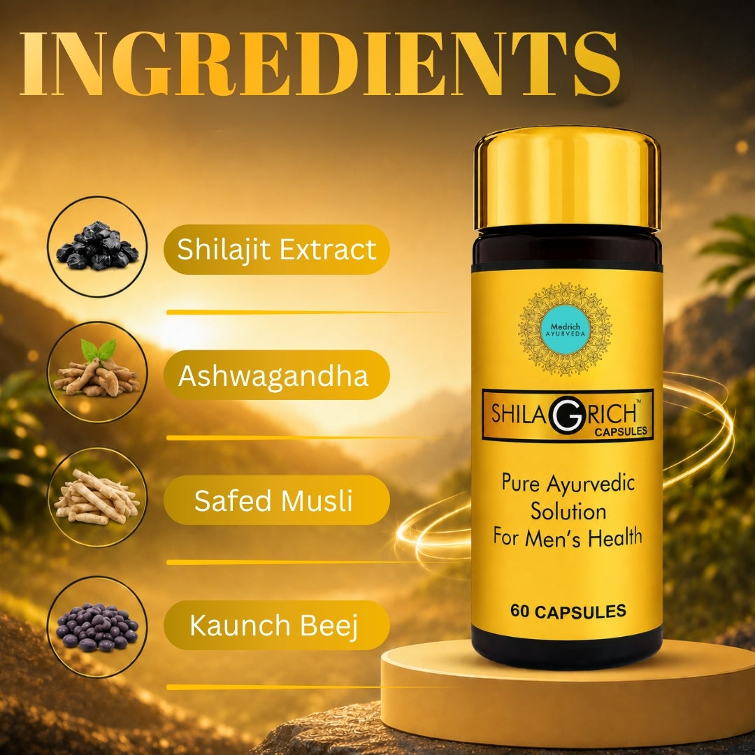 Medrich Ayurveda SHILAGRICH Capsules | Pure Ayurvedic Men's Wellness Formula | 60 Capsules